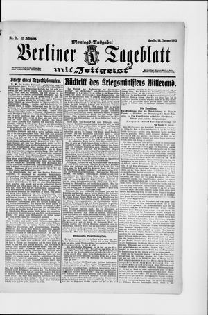 Berliner Tageblatt und Handels-Zeitung vom 13.01.1913