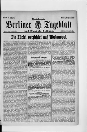 Berliner Tageblatt und Handels-Zeitung vom 22.01.1913