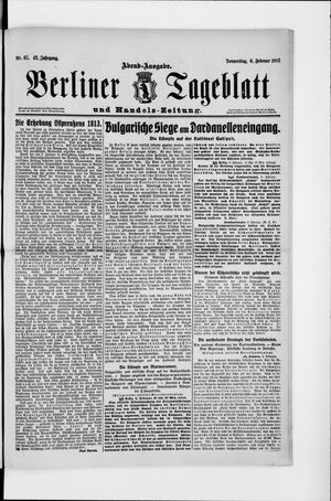 Berliner Tageblatt und Handels-Zeitung on Feb 6, 1913