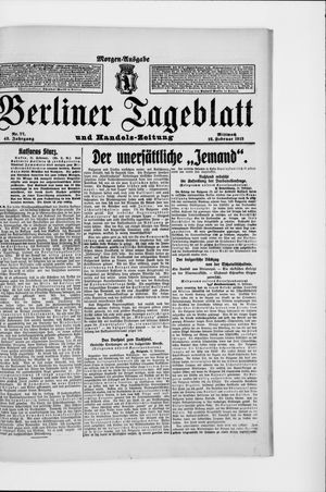 Berliner Tageblatt und Handels-Zeitung on Feb 12, 1913