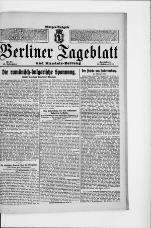 Berliner Tageblatt und Handels-Zeitung vom 15.02.1913