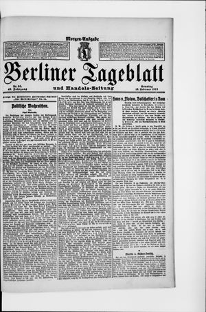 Berliner Tageblatt und Handels-Zeitung vom 16.02.1913