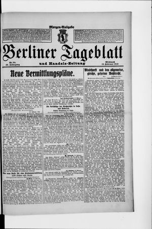 Berliner Tageblatt und Handels-Zeitung vom 19.02.1913