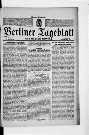 Berliner Tageblatt und Handels-Zeitung on Feb 20, 1913