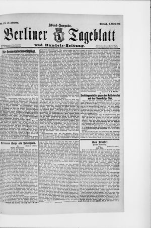 Berliner Tageblatt und Handels-Zeitung vom 09.04.1913