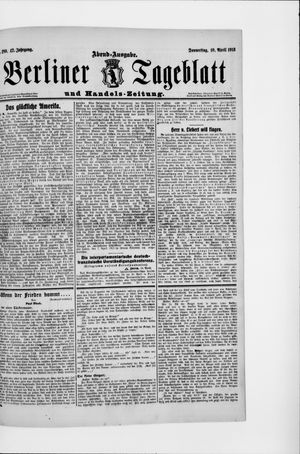 Berliner Tageblatt und Handels-Zeitung vom 10.04.1913