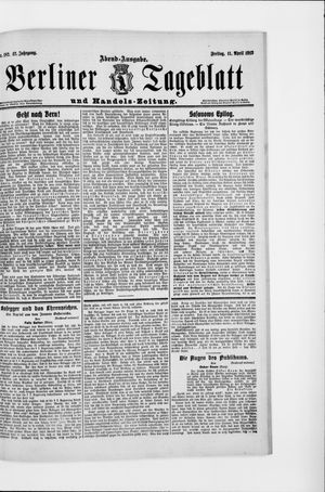 Berliner Tageblatt und Handels-Zeitung vom 11.04.1913