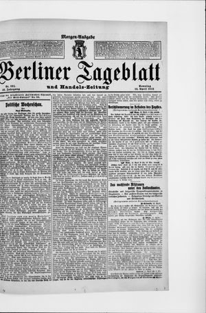Berliner Tageblatt und Handels-Zeitung vom 13.04.1913