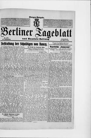 Berliner Tageblatt und Handels-Zeitung vom 19.04.1913