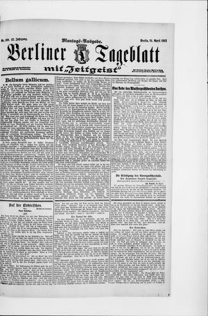 Berliner Tageblatt und Handels-Zeitung vom 21.04.1913