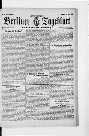 Berliner Tageblatt und Handels-Zeitung vom 28.04.1913