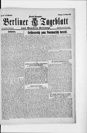 Berliner Tageblatt und Handels-Zeitung vom 29.04.1913