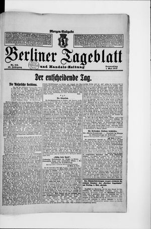 Berliner Tageblatt und Handels-Zeitung vom 01.05.1913