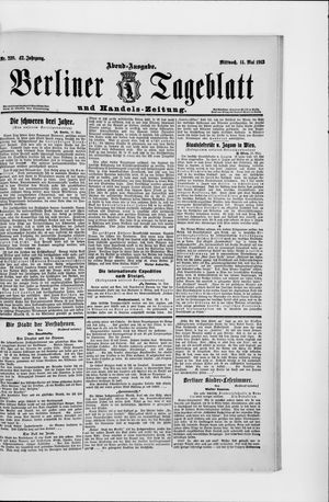Berliner Tageblatt und Handels-Zeitung vom 14.05.1913