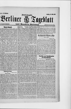 Berliner Tageblatt und Handels-Zeitung vom 16.05.1913