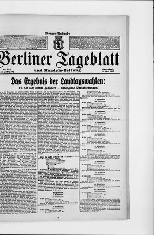 Berliner Tageblatt und Handels-Zeitung vom 17.05.1913