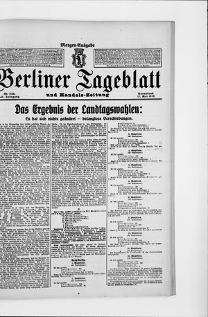 Berliner Tageblatt und Handels-Zeitung vom 17.05.1913
