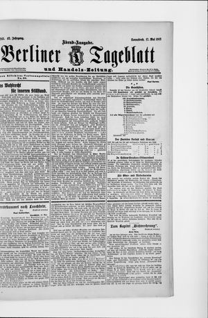 Berliner Tageblatt und Handels-Zeitung vom 17.05.1913