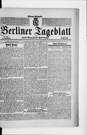 Berliner Tageblatt und Handels-Zeitung vom 22.05.1913
