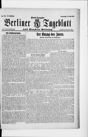 Berliner Tageblatt und Handels-Zeitung vom 22.05.1913