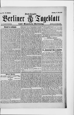 Berliner Tageblatt und Handels-Zeitung vom 27.05.1913
