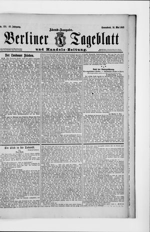 Berliner Tageblatt und Handels-Zeitung vom 31.05.1913