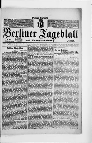 Berliner Tageblatt und Handels-Zeitung vom 01.06.1913