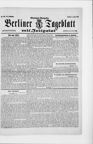 Berliner Tageblatt und Handels-Zeitung vom 02.06.1913