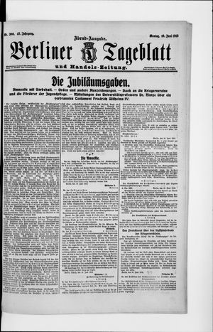 Berliner Tageblatt und Handels-Zeitung vom 16.06.1913