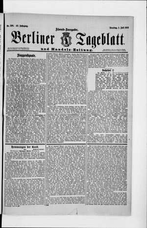 Berliner Tageblatt und Handels-Zeitung vom 01.07.1913