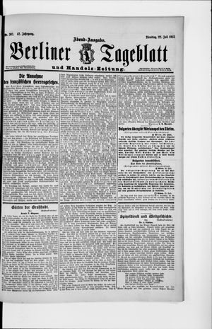 Berliner Tageblatt und Handels-Zeitung vom 22.07.1913