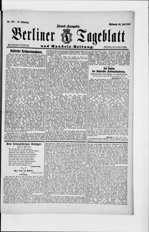 Berliner Tageblatt und Handels-Zeitung on Jul 30, 1913