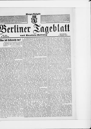 Berliner Tageblatt und Handels-Zeitung vom 09.08.1913