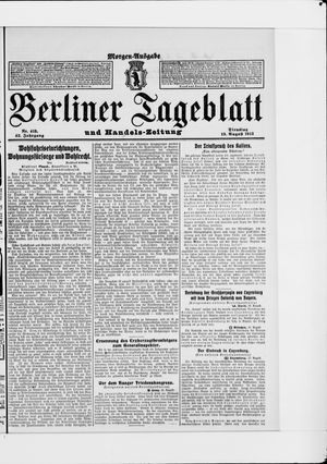 Berliner Tageblatt und Handels-Zeitung vom 19.08.1913