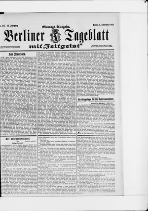 Berliner Tageblatt und Handels-Zeitung on Sep 8, 1913