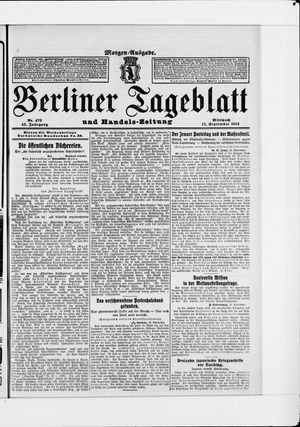 Berliner Tageblatt und Handels-Zeitung vom 17.09.1913