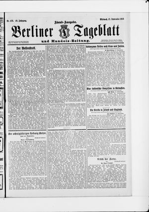 Berliner Tageblatt und Handels-Zeitung vom 17.09.1913