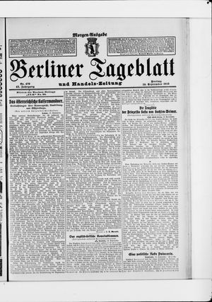 Berliner Tageblatt und Handels-Zeitung on Sep 19, 1913