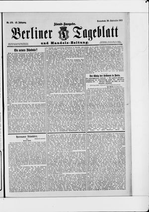Berliner Tageblatt und Handels-Zeitung vom 20.09.1913