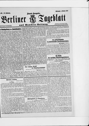 Berliner Tageblatt und Handels-Zeitung vom 01.10.1913