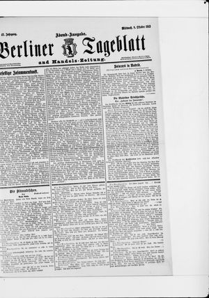 Berliner Tageblatt und Handels-Zeitung vom 08.10.1913