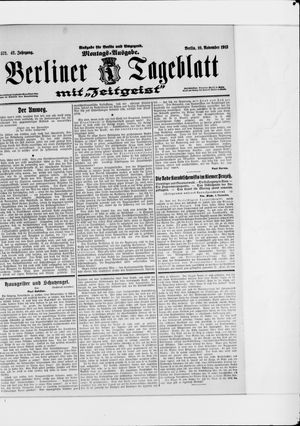 Berliner Tageblatt und Handels-Zeitung vom 10.11.1913