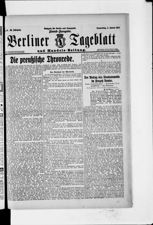 Berliner Tageblatt und Handels-Zeitung on Jan 8, 1914