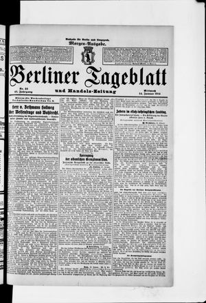 Berliner Tageblatt und Handels-Zeitung on Jan 14, 1914