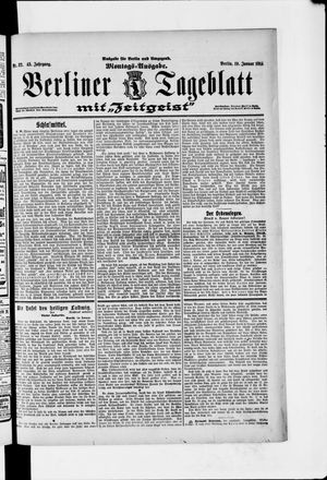 Berliner Tageblatt und Handels-Zeitung on Jan 19, 1914