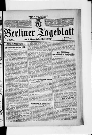 Berliner Tageblatt und Handels-Zeitung on Jan 21, 1914