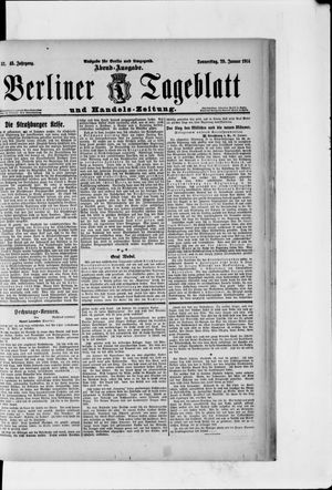 Berliner Tageblatt und Handels-Zeitung vom 29.01.1914
