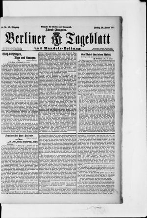 Berliner Tageblatt und Handels-Zeitung on Jan 30, 1914