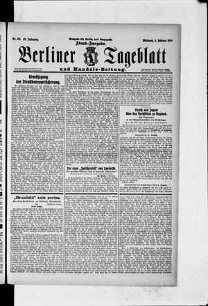 Berliner Tageblatt und Handels-Zeitung vom 04.02.1914