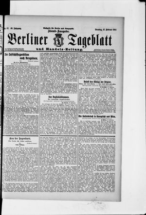 Berliner Tageblatt und Handels-Zeitung vom 17.02.1914